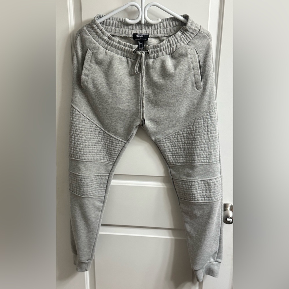 Forever 21 Gray Sweatpants with Quilted Knee Panels